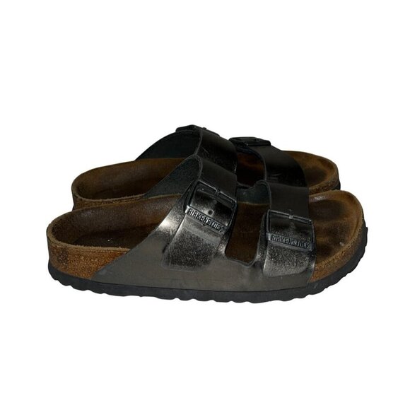 Birkenstock Metallic Leather Sandals With Double Adjustable Straps Womens Size 8 - Picture 1 of 13